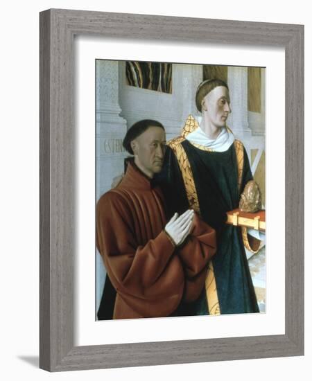 Etienne Chevalier and St Stephen, C1450-Jean Fouquet-Framed Giclee Print