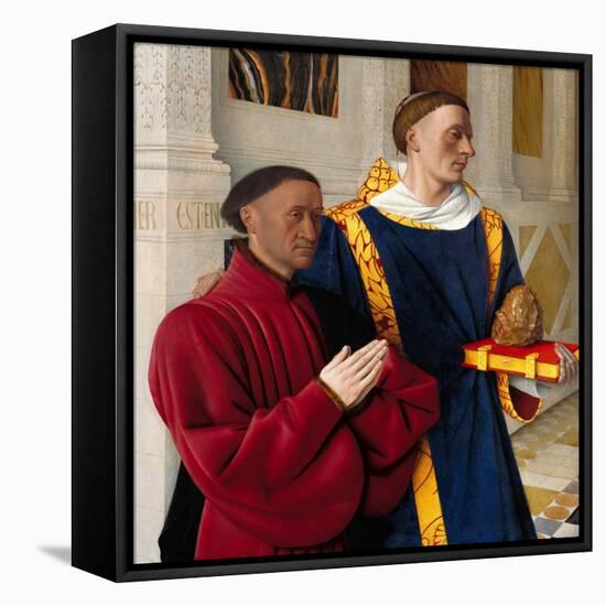 Étienne Chevalier with Saint Stephen, Ca 1454-Jean Fouquet-Framed Premier Image Canvas