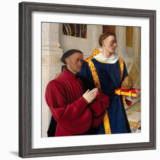 Étienne Chevalier with Saint Stephen, Ca 1454-Jean Fouquet-Framed Giclee Print