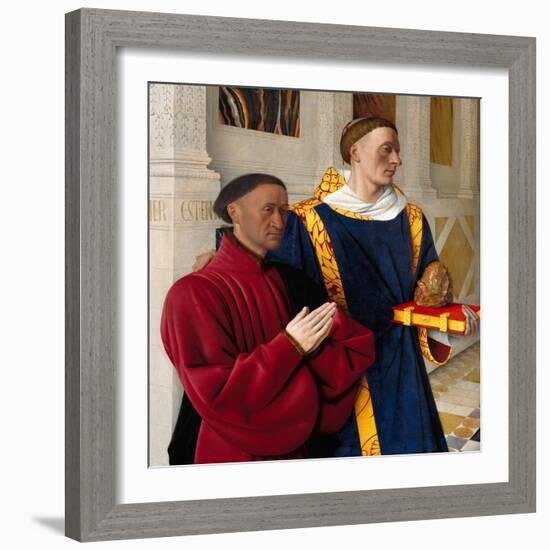 Étienne Chevalier with Saint Stephen, Ca 1454-Jean Fouquet-Framed Giclee Print