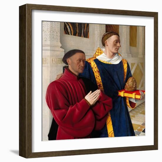 Étienne Chevalier with Saint Stephen, Ca 1454-Jean Fouquet-Framed Giclee Print