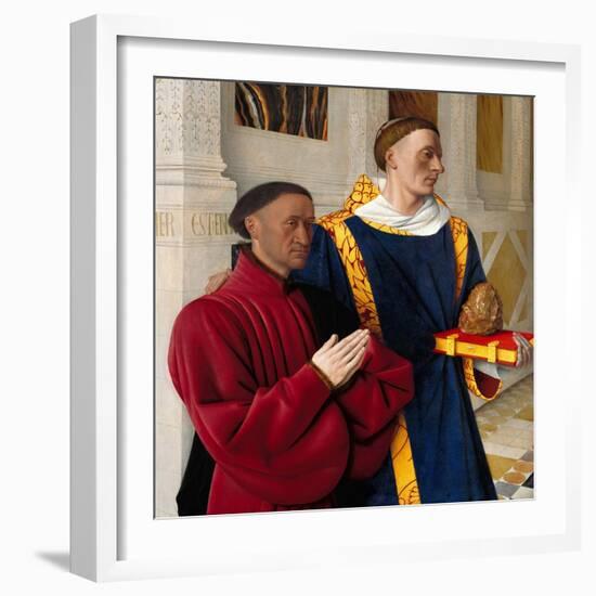 Étienne Chevalier with Saint Stephen, Ca 1454-Jean Fouquet-Framed Giclee Print