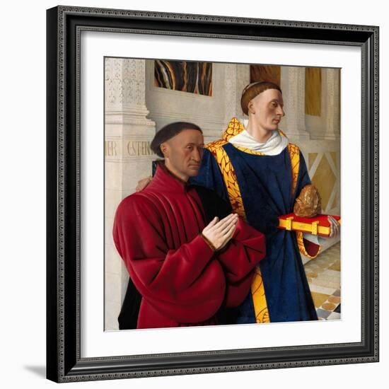 Étienne Chevalier with Saint Stephen, Ca 1454-Jean Fouquet-Framed Giclee Print