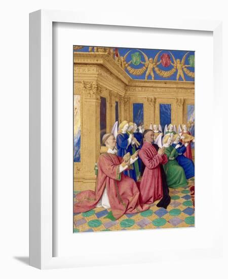 Étienne Chevalier with Saint Stephen, Ca 1455-Jean Fouquet-Framed Giclee Print