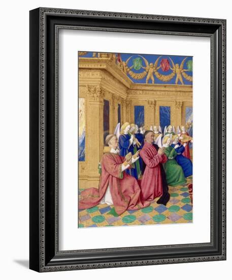 Étienne Chevalier with Saint Stephen, Ca 1455-Jean Fouquet-Framed Giclee Print