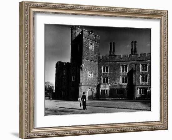 Eton Student Wearing Traditional Tails and Topper in Weston Yard Which Houses Seventy Scholars-Margaret Bourke-White-Framed Photographic Print