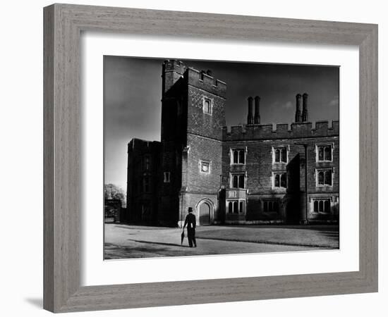 Eton Student Wearing Traditional Tails and Topper in Weston Yard Which Houses Seventy Scholars-Margaret Bourke-White-Framed Photographic Print