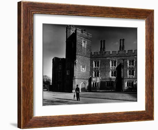 Eton Student Wearing Traditional Tails and Topper in Weston Yard Which Houses Seventy Scholars-Margaret Bourke-White-Framed Photographic Print