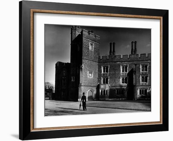 Eton Student Wearing Traditional Tails and Topper in Weston Yard Which Houses Seventy Scholars-Margaret Bourke-White-Framed Photographic Print
