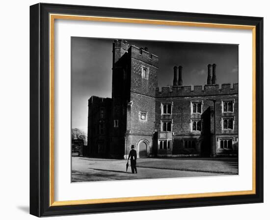 Eton Student Wearing Traditional Tails and Topper in Weston Yard Which Houses Seventy Scholars-Margaret Bourke-White-Framed Photographic Print