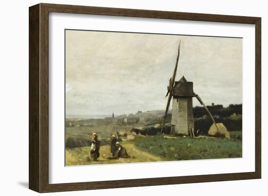 Etretat-A Windmill-Jean-Baptiste-Camille Corot-Framed Giclee Print