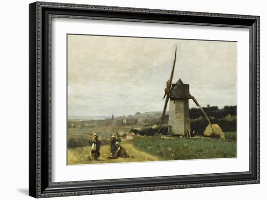 Etretat-A Windmill-Jean-Baptiste-Camille Corot-Framed Giclee Print