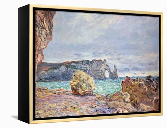 Etretat, Beach and Falaise D'Aval, 1884-Claude Monet-Framed Premier Image Canvas