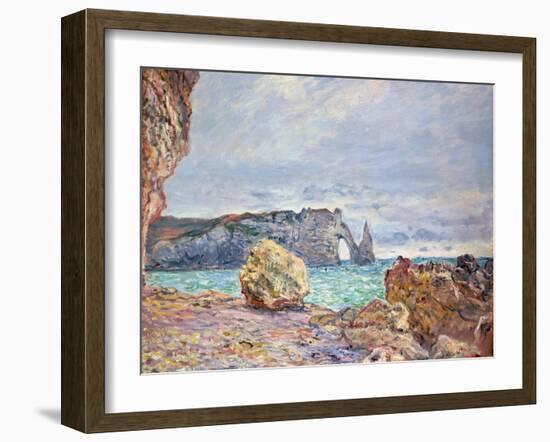 Etretat, Beach and Falaise D'Aval, 1884-Claude Monet-Framed Giclee Print