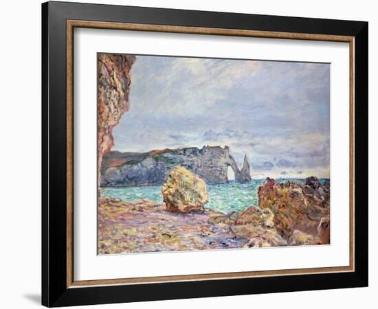 Etretat, Beach and Falaise D'Aval, 1884-Claude Monet-Framed Giclee Print