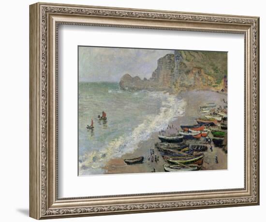 Etretat, Beach and the Porte D'Amont, 1883-Claude Monet-Framed Giclee Print