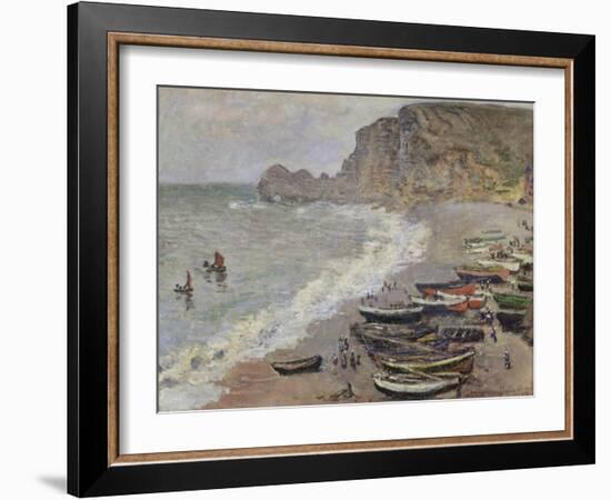 Etretat, Beach and the Porte D'Amont, 1883-Claude Monet-Framed Giclee Print