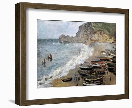 Etretat, Beach and the Porte D'Amont-Claude Monet-Framed Art Print