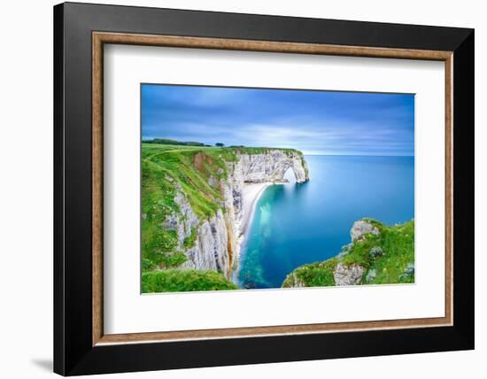 Etretat, La Manneporte Natural Rock Arch Wonder, Cliff and Beach. Long Exposure Photography. Norman-stevanzz-Framed Photographic Print