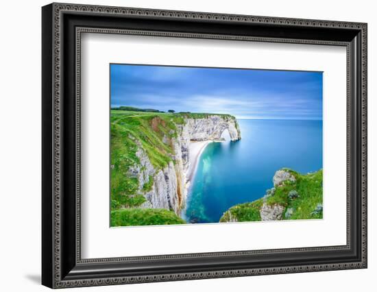 Etretat, La Manneporte Natural Rock Arch Wonder, Cliff and Beach. Long Exposure Photography. Norman-stevanzz-Framed Photographic Print