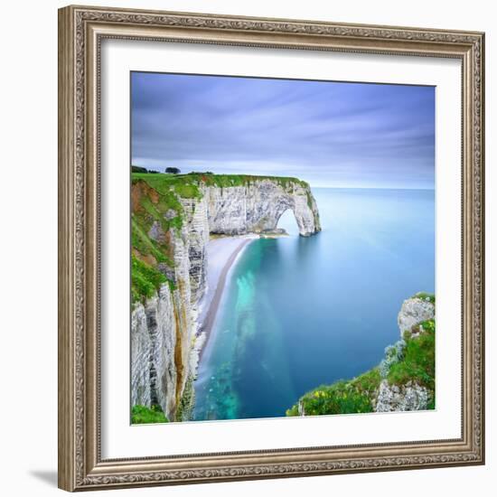 Etretat, La Manneporte Natural Rock Arch Wonder, Cliff and Beach. Long Exposure Photography. Norman-stevanzz-Framed Photographic Print