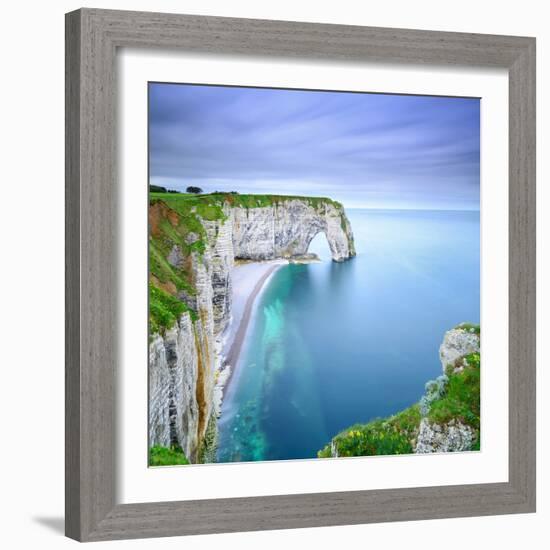 Etretat, La Manneporte Natural Rock Arch Wonder, Cliff and Beach. Long Exposure Photography. Norman-stevanzz-Framed Photographic Print