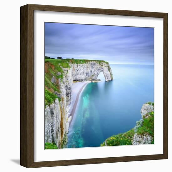 Etretat, La Manneporte Natural Rock Arch Wonder, Cliff and Beach. Long Exposure Photography. Norman-stevanzz-Framed Photographic Print