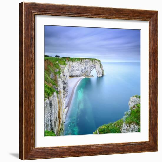 Etretat, La Manneporte Natural Rock Arch Wonder, Cliff and Beach. Long Exposure Photography. Norman-stevanzz-Framed Photographic Print