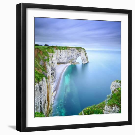 Etretat, La Manneporte Natural Rock Arch Wonder, Cliff and Beach. Long Exposure Photography. Norman-stevanzz-Framed Photographic Print