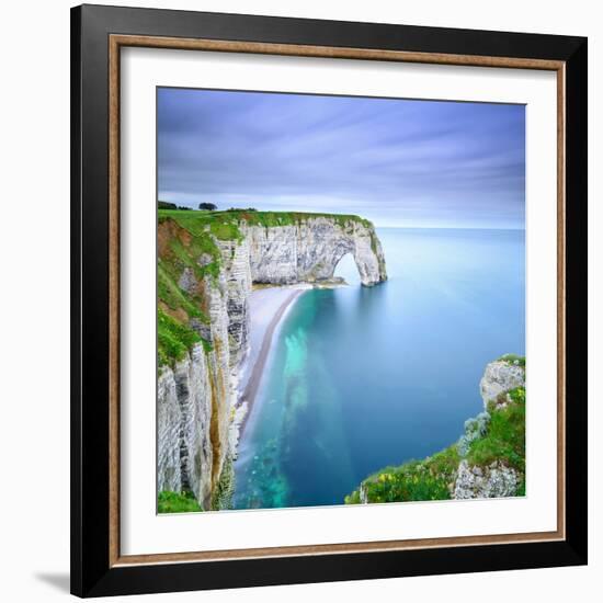 Etretat, La Manneporte Natural Rock Arch Wonder, Cliff and Beach. Long Exposure Photography. Norman-stevanzz-Framed Photographic Print