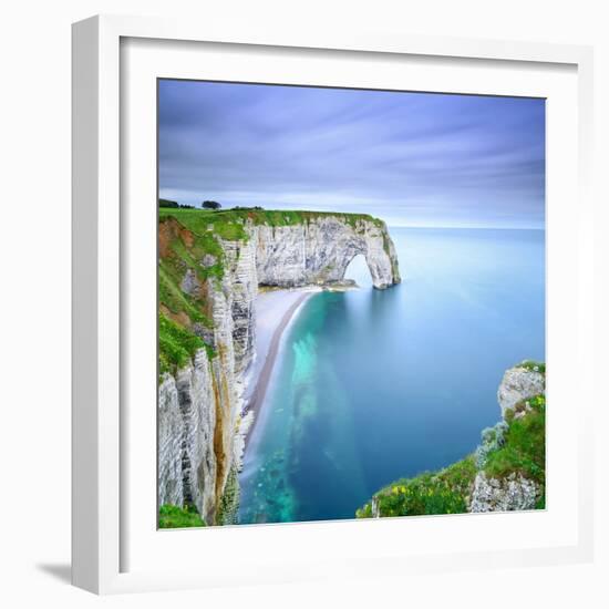 Etretat, La Manneporte Natural Rock Arch Wonder, Cliff and Beach. Long Exposure Photography. Norman-stevanzz-Framed Photographic Print