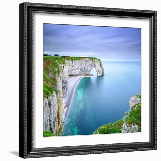 Etretat, La Manneporte Natural Rock Arch Wonder, Cliff and Beach. Long Exposure Photography. Norman-stevanzz-Framed Photographic Print