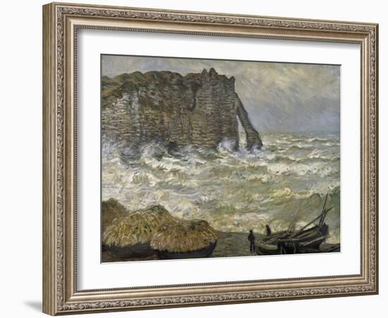 Etretat, mer agitée-Claude Monet-Framed Giclee Print