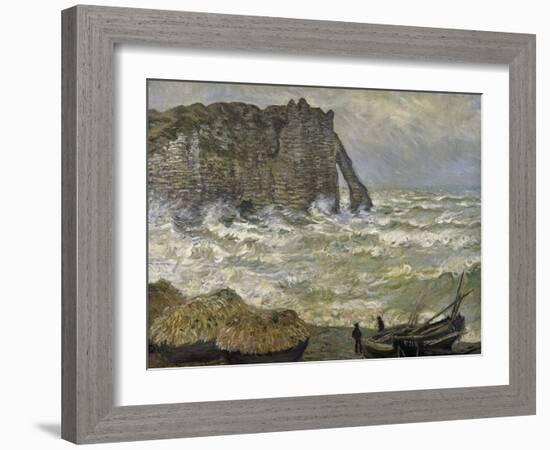 Etretat, mer agitée-Claude Monet-Framed Giclee Print