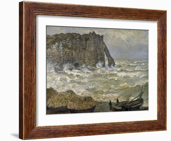 Etretat, mer agitée-Claude Monet-Framed Giclee Print