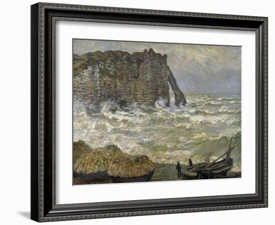 Etretat, mer agitée-Claude Monet-Framed Giclee Print