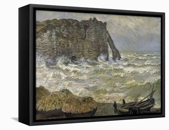 Etretat, mer agitée-Claude Monet-Framed Premier Image Canvas