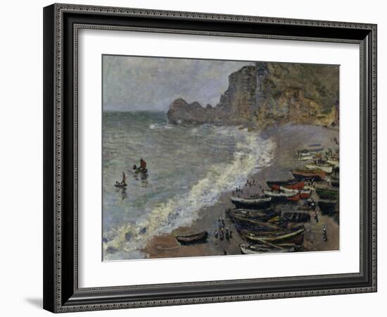 Etretat, The Beach, c.1883-Claude Monet-Framed Giclee Print