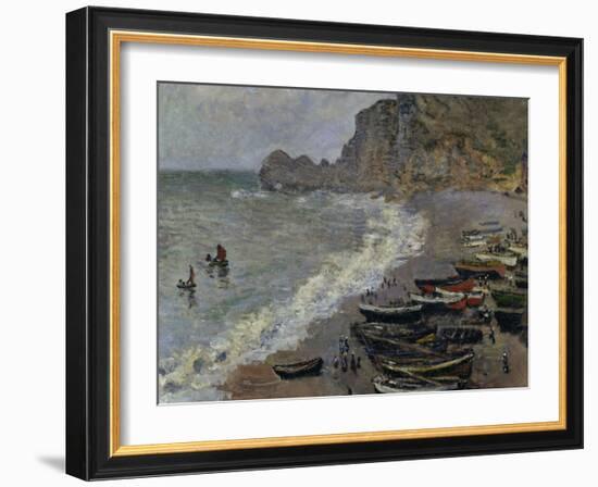 Etretat, The Beach, c.1883-Claude Monet-Framed Giclee Print