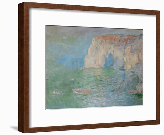 Etretat, the Cliff, Reflections on Water; 1885-Claude Monet-Framed Giclee Print