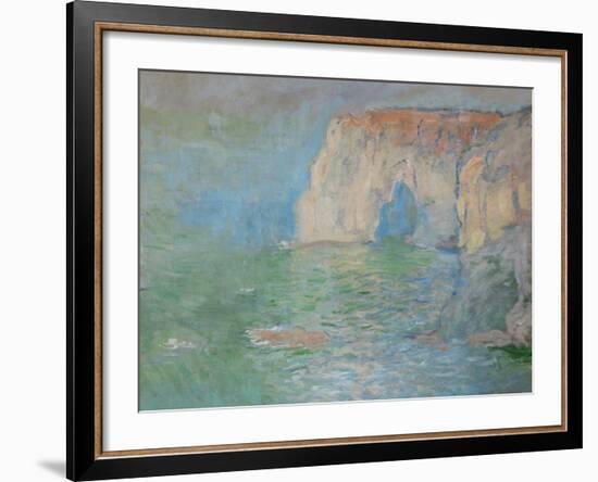 Etretat, the Cliff, Reflections on Water; 1885-Claude Monet-Framed Giclee Print