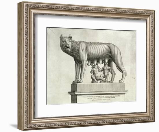 Etruscan Bronze of the She-Wolf Suckling Romulus and Remus, 5th Cent. BC, Capitoline Museum, c.1552-Antonio Lafreri-Framed Giclee Print
