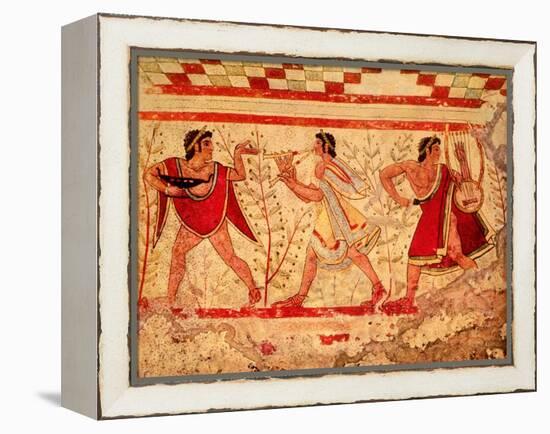 Etruscan Musicians, Copy of a 5th Century BC Fresco in the Tomb of the Leopard at Tarquinia-null-Framed Premier Image Canvas