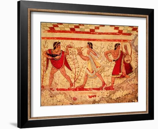 Etruscan Musicians, Copy of a 5th Century BC Fresco in the Tomb of the Leopard at Tarquinia-null-Framed Giclee Print