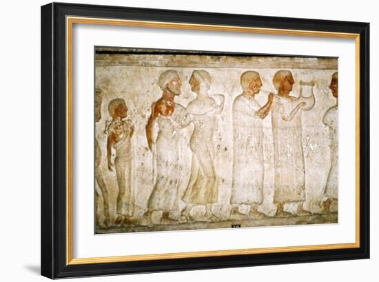 Etruscan Sarcophagus detail, Procession with Musicians, c5th century BC-4th century BC-Unknown-Framed Giclee Print