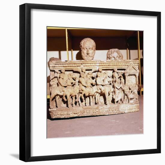 Etruscan Sarcophagus of Funeral procession approaching a shrine-Unknown-Framed Giclee Print