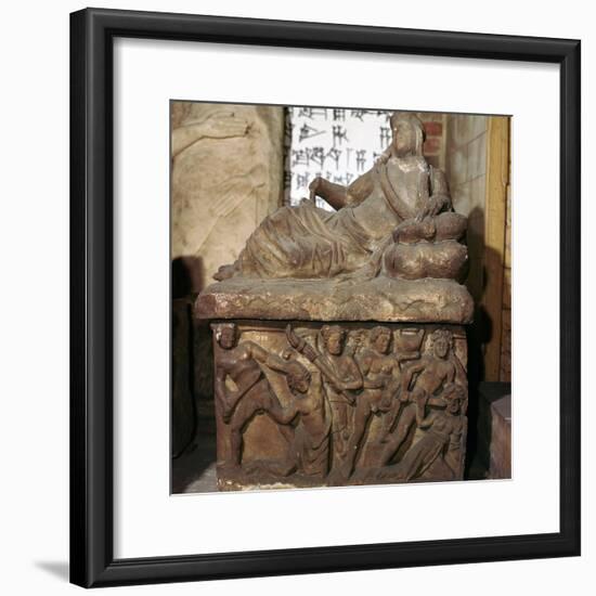 Etruscan sarcophagus showing a battle scene-Unknown-Framed Giclee Print