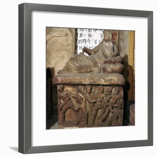 Etruscan sarcophagus showing a battle scene-Unknown-Framed Giclee Print