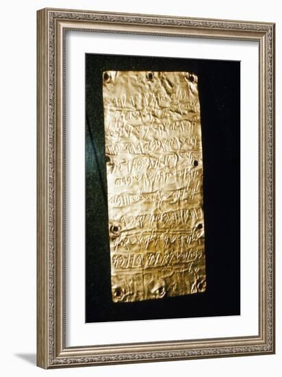 Etruscan Script on Gold Leaf at Villa Giulia, Rome, late 6th century BC- early 5th century BC-Unknown-Framed Giclee Print