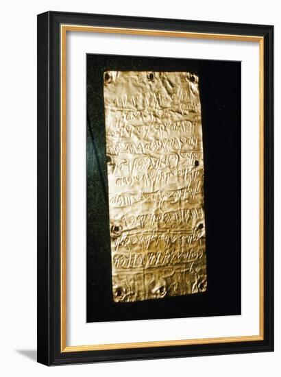 Etruscan Script on Gold Leaf at Villa Giulia, Rome, late 6th century BC- early 5th century BC-Unknown-Framed Giclee Print